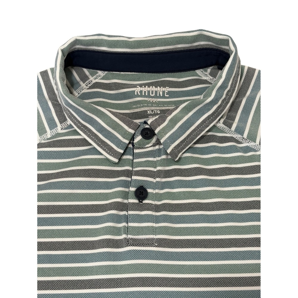 Rhone Mens Delta Stripe Pique Polo Shirt Short Sleeve Performance Golf Size XL